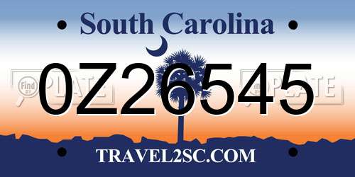 0Z26545 South Carolina License Plate