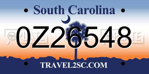 0Z26548 South Carolina License Plate