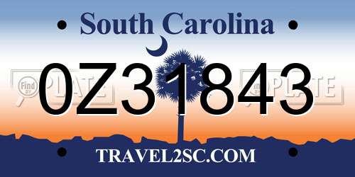 0Z31843 South Carolina License Plate