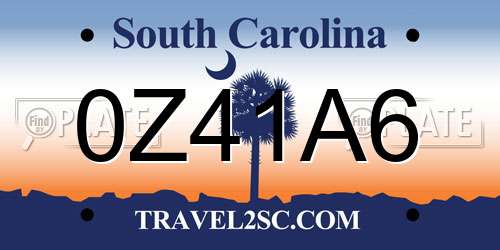 0Z41A6 South Carolina License Plate