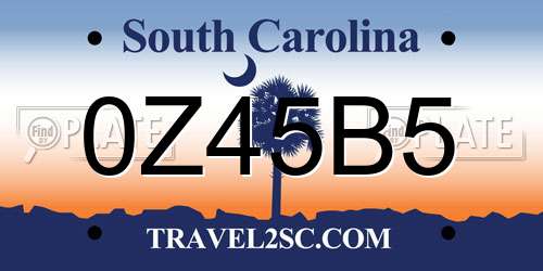 0Z45B5 South Carolina License Plate