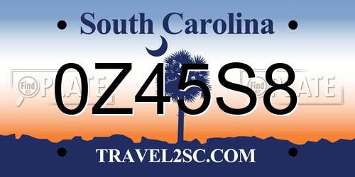 0Z45S8 South Carolina License Plate