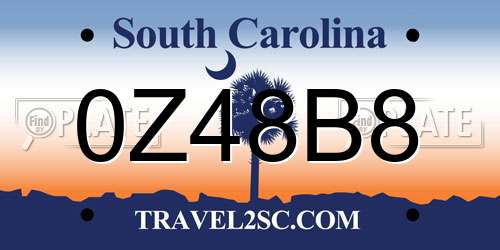 0Z48B8 South Carolina License Plate