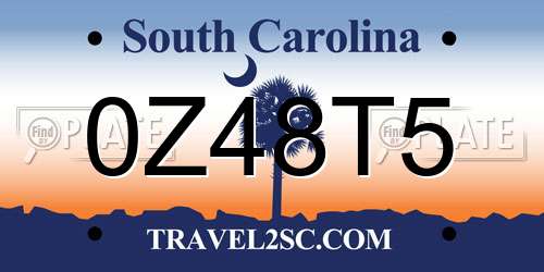 0Z48T5 South Carolina License Plate