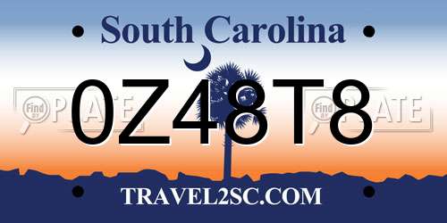 0Z48T8 South Carolina License Plate