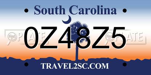 0Z48Z5 South Carolina License Plate