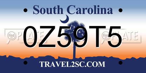 0Z59T5 South Carolina License Plate