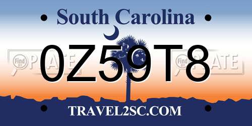 0Z59T8 South Carolina License Plate