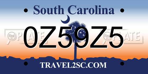 0Z59Z5 South Carolina License Plate