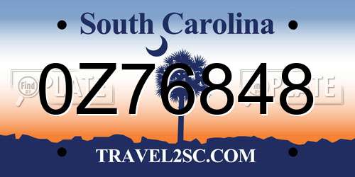 0Z76848 South Carolina License Plate