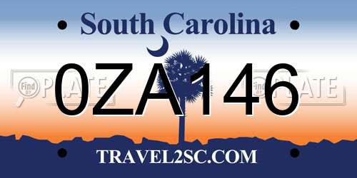 0ZA146 South Carolina License Plate