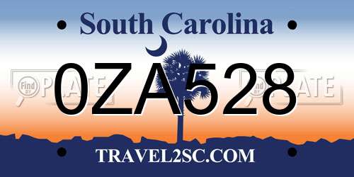 0ZA528 South Carolina License Plate