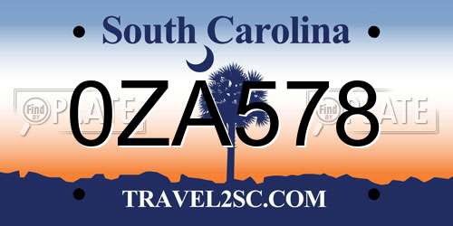 0ZA578 South Carolina License Plate