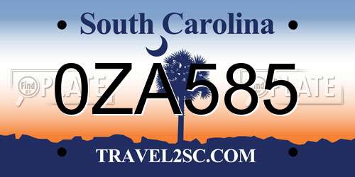 0ZA585 South Carolina License Plate