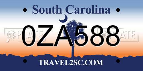 0ZA588 South Carolina License Plate