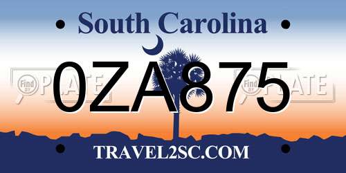0ZA875 South Carolina License Plate