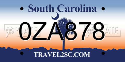 0ZA878 South Carolina License Plate