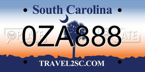 0ZA888 South Carolina License Plate