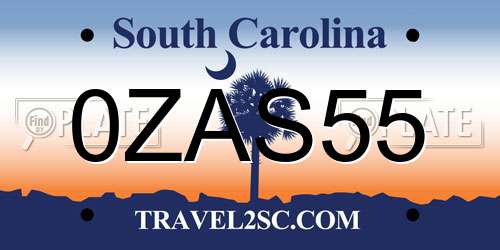 0ZAS55 South Carolina License Plate