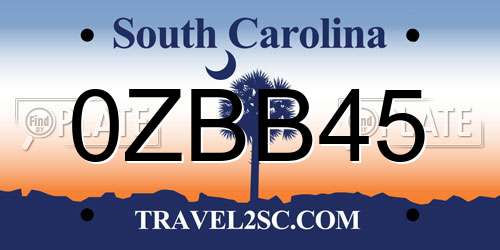 0ZBB45 South Carolina License Plate