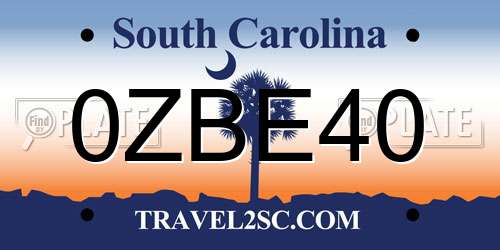 0ZBE40 South Carolina License Plate