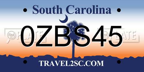 0ZBS45 South Carolina License Plate
