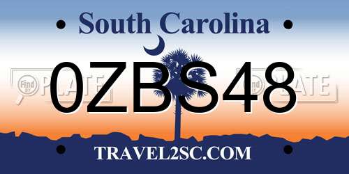 0ZBS48 South Carolina License Plate