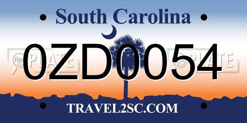 0ZD0054 South Carolina License Plate