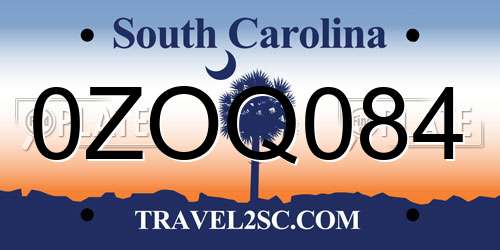 0ZOQ084 South Carolina License Plate