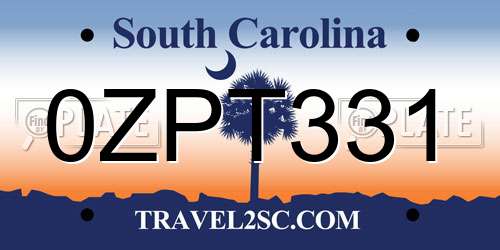 0ZPT331 South Carolina License Plate