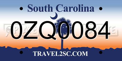 0ZQ0084 South Carolina License Plate