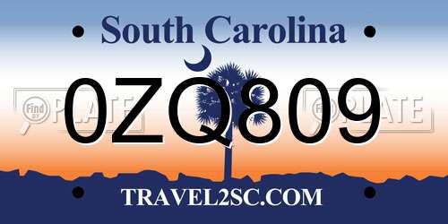 0ZQ809 South Carolina License Plate