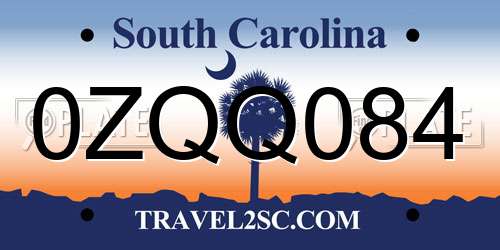 0ZQQ084 South Carolina License Plate