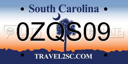 0ZQS09 South Carolina License Plate