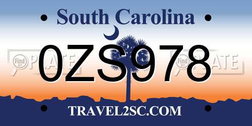 0ZS978 South Carolina License Plate