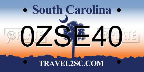 0ZSE40 South Carolina License Plate
