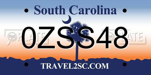 0ZSS48 South Carolina License Plate