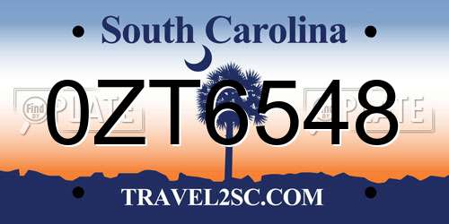 0ZT6548 South Carolina License Plate
