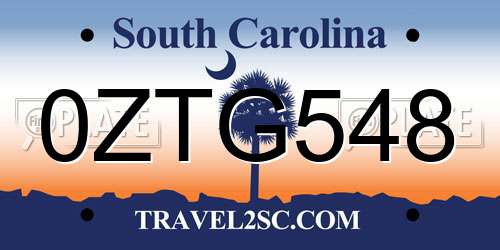 0ZTG548 South Carolina License Plate