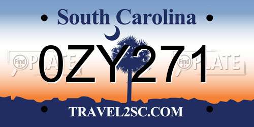 0ZY271 South Carolina License Plate