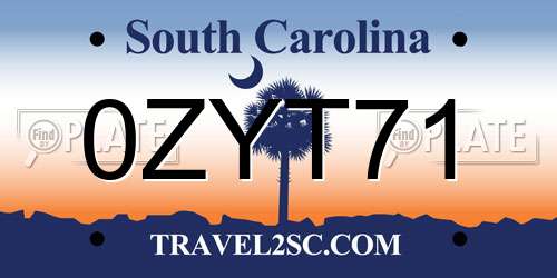 0ZYT71 South Carolina License Plate
