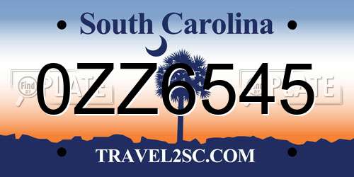 0ZZ6545 South Carolina License Plate