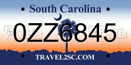 0ZZ6845 South Carolina License Plate
