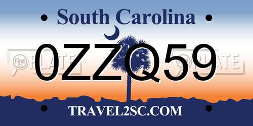 0ZZQ59 South Carolina License Plate