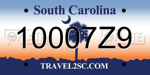 10007Z9 South Carolina License Plate