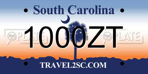 1000ZT South Carolina License Plate