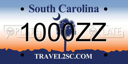1000ZZ South Carolina License Plate