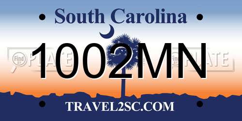 1002MN South Carolina License Plate
