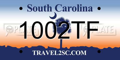 1002TF South Carolina License Plate