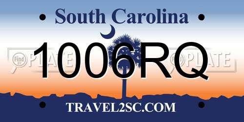 1006RQ South Carolina License Plate